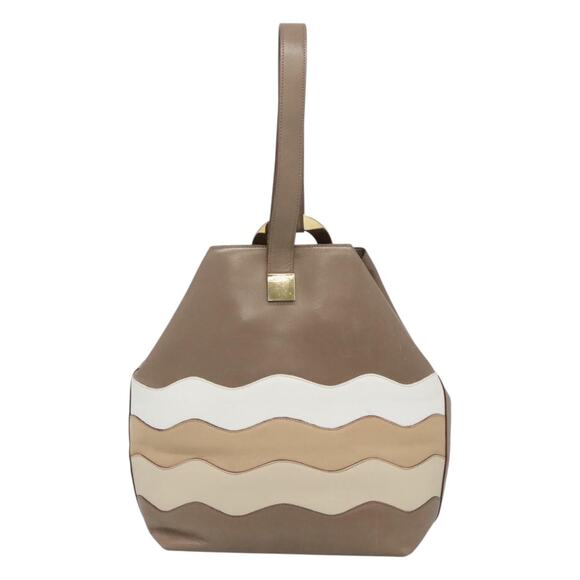 CELINE Shoulder Bag Leather Brown Gold - Picture 3 of 12